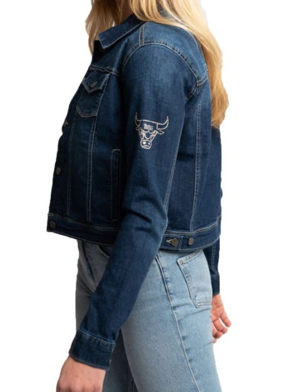 Chicago Bulls Lusso Women's Georgie Swarovski Crystals Button-Up Denim Jacket